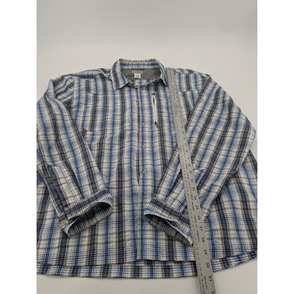 L.L. Bean Shirt Mens XXL Reg Blue Plaid Long Sleeve Button Up Fishing Vent - Picture 2 of 6